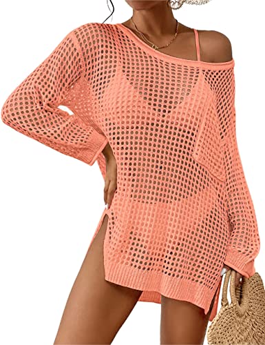 Bsubseach Crochet Schwimmen Cover Up für Frauen Badeanzug Cover Up Gestrickt Crop Top Strand Outfits Koralle von Bsubseach