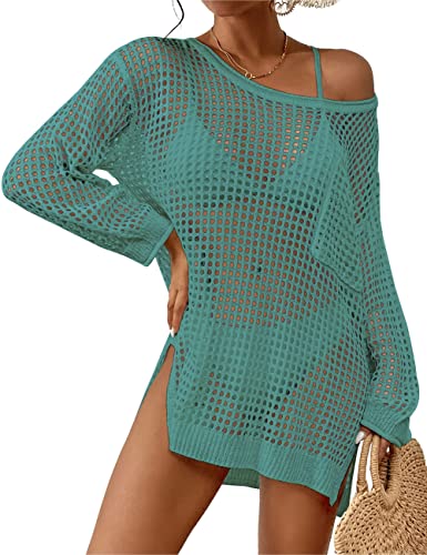 Bsubseach Crochet Schwimmen Cover Up für Frauen Badeanzug Cover Up Gestrickt Crop Top Strand Outfits grün von Bsubseach