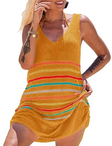 Bsubseach Women Swimsuit Cover Up Bikini Cover Up Beach Dress Crochet Cover Ups for Swimwear Women Gelb von Bsubseach