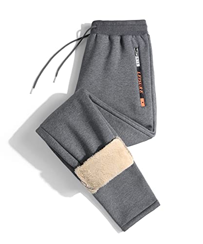 Btmpmcs Jogginghose Herren Trainingshose Fleece Gefütterte Baumwolle Sweatpants Outdoor Winter Warme Sporthose mit Kordelzug Elastische Freizeithose Running-Hosen Winterhose Hosen Jogger von Btmpmcs