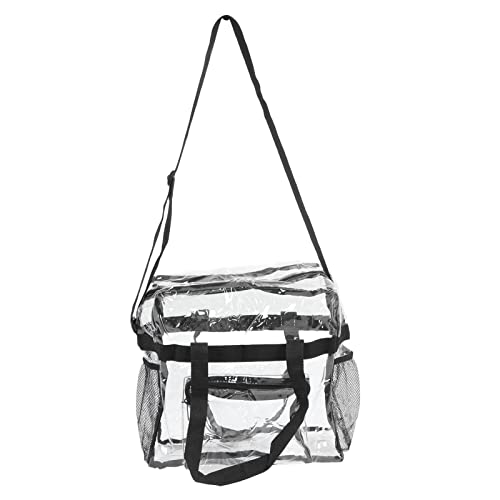 Buachois Große Durchsichtige Umhängetasche Stadion Zugelassen Tasche Transparente Handtasche PVC Wasserdichte Tragetaschen für Arbeit, Sport, Schule, Konzerte, Reisen(Schwarz) von Buachois