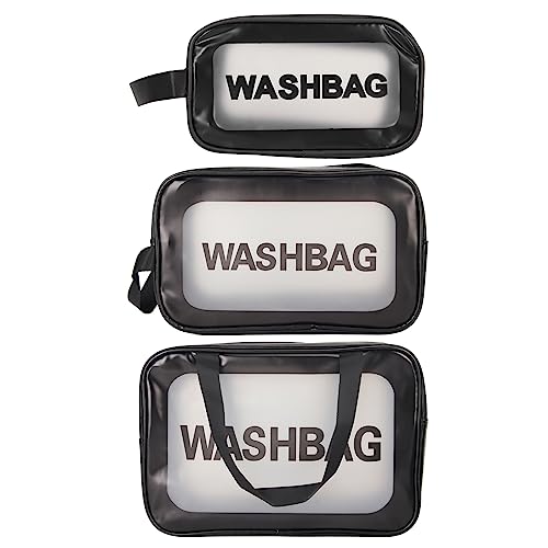 PVC-Make-up-Tasche, 3-teilig, Multifunktional, Wasserdicht, Leicht, Transparent, Kosmetiktasche, Tragbare Aufbewahrungs-Kosmetiktasche Mit Offenem Mund Für Damen Und Herren von Buachois