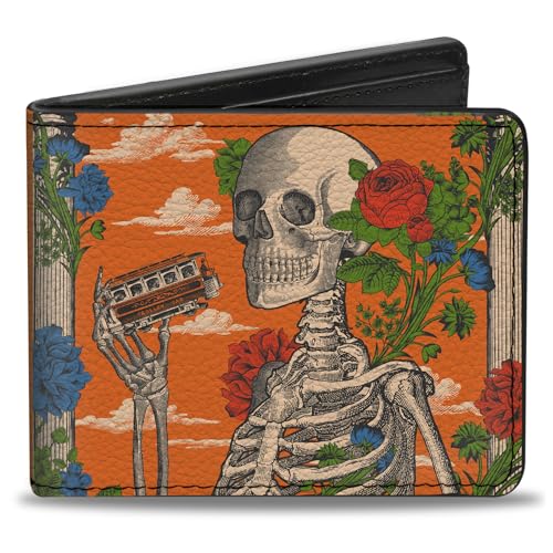 Buckle-Down Grateful Dead Doppelfalt-Geldbörse mit Standard-Geldscheinfach und Kartenfächern, Daves Picks V18 Orpheum San Francisco Cover Art, veganes Leder, Orange/Abendrot im Zickzackmuster (Sunset von Buckle-Down