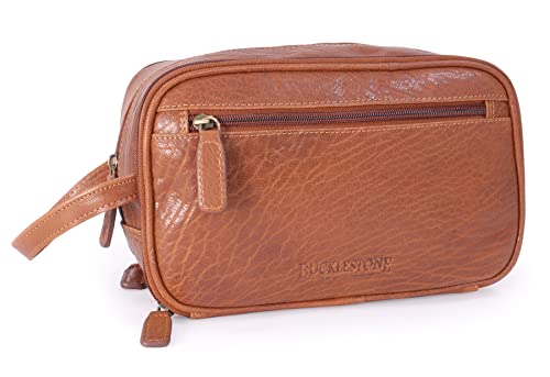 Bucklestone - Herren Leder Kulturtasche - Kulturbeutel Mittelgroß für Reise - Waschtasche/Kosmetiktasche mit Tragegriff - Durham - Hellbraun Bucklestone - Herren Leder Kulturtasche - Kulturbeutel Mittelgroß für Reise - Waschtasche/Kosmetiktasche mit Tragegriff - Durham - Hellbraun von Bucklestone