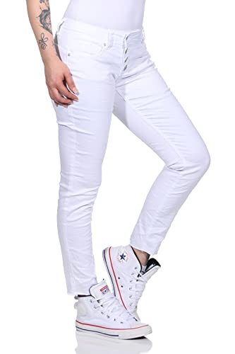 Buena Vista Jeans Hosen Damen - Malibu 7/8 - Stretch Twill - Beinabschluss offen Aber fixiert - White - Gr. M von Buena Vista