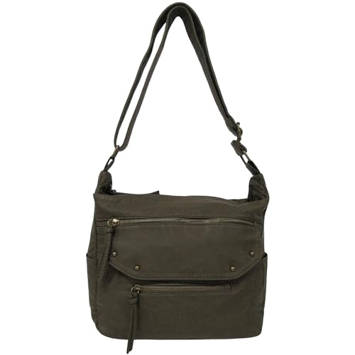 Bueno of California Damen Front Flap Large Crossbody Umhängetasche, Oliv/Blatt für Mich (Leaf It to Me) von Bueno of California