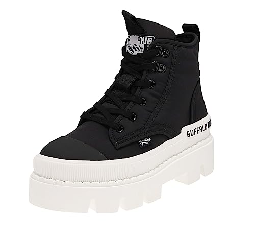 BUFFALO Damen Schnürstiefelette RAVEN HI schwarz/weiß 37 von Buffalo