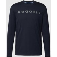 bugatti Longsleeve mit Label-Print in Marine, Größe L von Bugatti