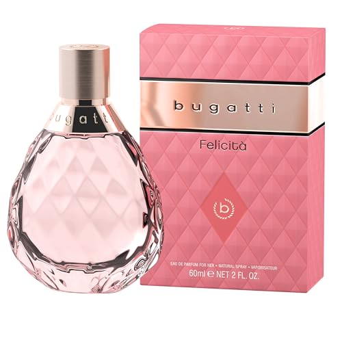 bugatti Parfüm Damen Felicità EdP 100ml I Florales Damen Parfüm mit sommerlichen Nuancen aus Bergamotte, Rose, Macadamia, Moschus & Sandelholz I Feminines Eau de Parfum Damen, blumig & frisch von Bugatti