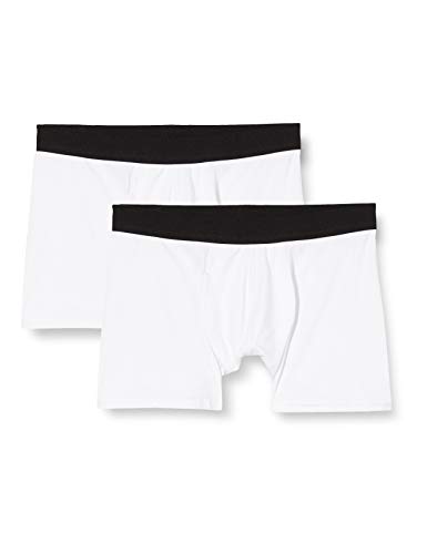 Build Your Brand Mens BY132-Men Boxer Shorts 2-Pack Underwear, White, L von Build Your Brand