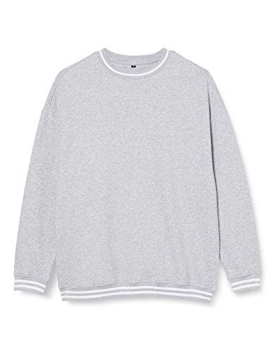 Build Your Brand Mens BY104-College Crew Pullover Sweater, Heather Grey/White, 4XL von Build Your Brand