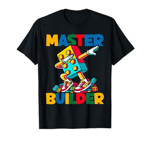 Master Builder Dabbing Boy Bausteine Ziegelbauer T-Shirt Master Builder Dabbing Boy Bausteine Ziegelbauer T-Shirt von Building Bricks Construction Toys Block Collectors