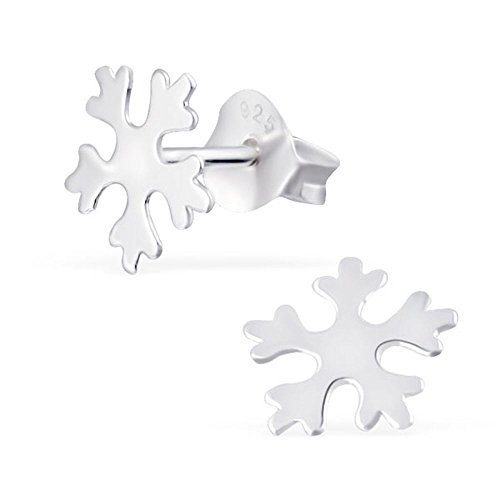 Bungsa Schneeflocke Ohrstecker für Kinder aus Sterling Silber 925 (Ohrringe Echtschmuck Studs Ohrschmuck Jungs Mädchen) von Bungsa