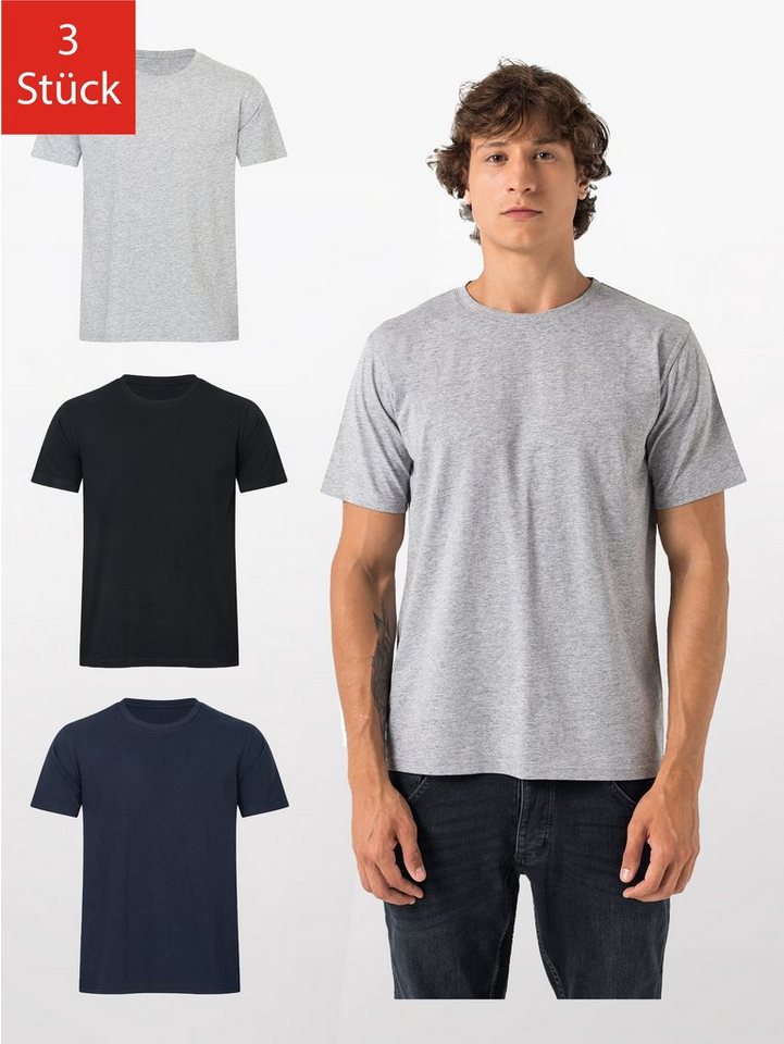 Burnell & Son T-Shirt Tshirt Herren aus 100% Baumwolle Regular Fit Basic Männer Set (S-5XL) (Packung, 3-tlg., 3er-Pack) in Unifarbe von Burnell & Son