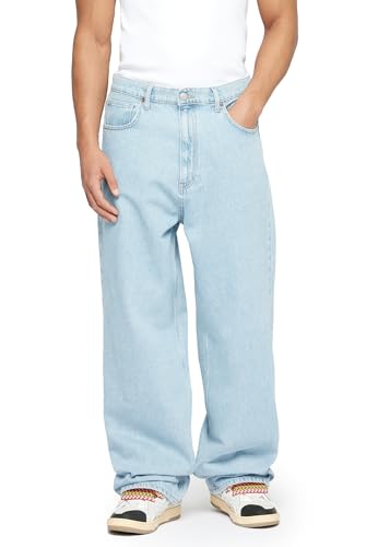 Herren Wide Baggy Jeans Streetwear Wide Loose Fit, Farbe:90s Blue, Hosengröße:W33 L32 von Buroc's