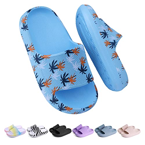 Unisex Kinder Badelatschen Jungen Mädchen badeschlappen Cozy Slides Wolken Schlappen Original EVA Weiche Dicke Sohle Rutschfeste Schwimmbad Strand Badeschuhe Kokosnuss Blau 29 EU von Buwege