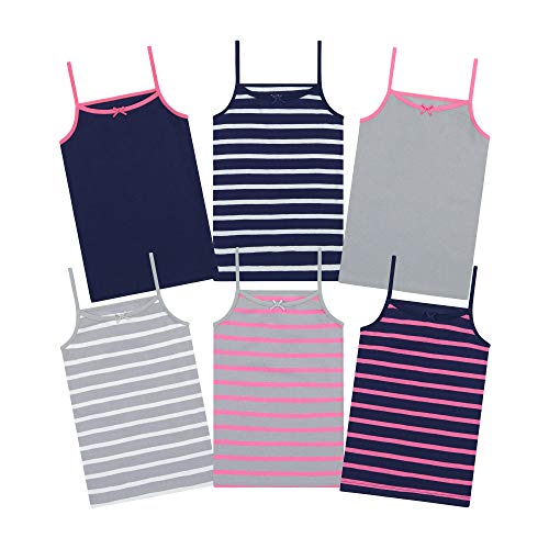 Buyless Fashion Mädchen Cami Streifen Unterhemden Baumwolle (6er Pack) 13-14 von Buyless Fashion