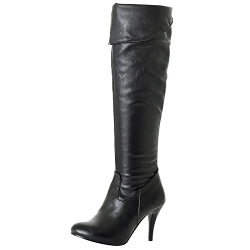 Bviennic Damen Mode Stiletto Overknees Kleid Stretch Stiefel Herren Abend Elegant Höhe Ferse Winter Warm Boots Schwarz/P Gr 37 EU-38Cn von Bviennic