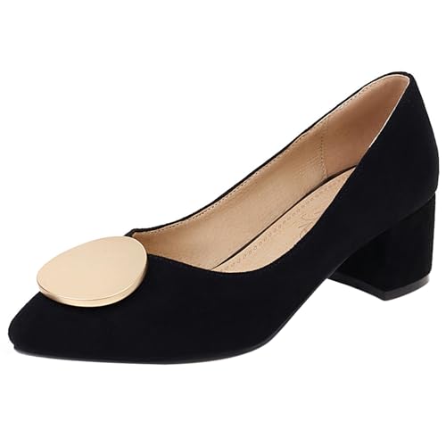 Damen Blockieren Fersenpumps Pointed Toe Mitte Absatz Schuhe Ohne Verschluss Charms Komfort Daily Schuhe J52842Uq Schwarz Gr 33 EU/32Cn von Bviennic