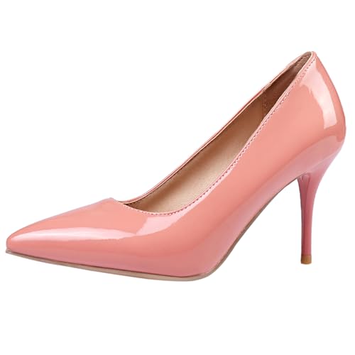 Damen Stiletto Pumps Pointed Toe Höhe Ferse Schuhe Ohne Verschluss Klassische Arbeiting Schuhe M29091Ls Pink Gr 40.5 EU/42Cn von Bviennic