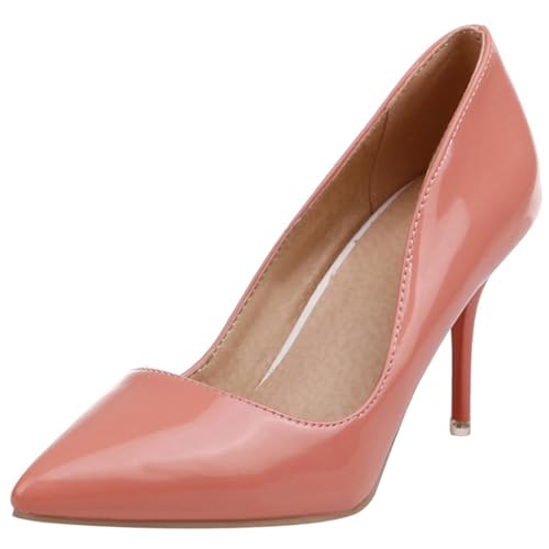 Damen Stiletto Pumps Pointed Toe Höhe Ferse Schuhe Ohne Verschluss Simple Abendschuhe N31912Xq Pink Gr 41 EU/43Cn von Bviennic