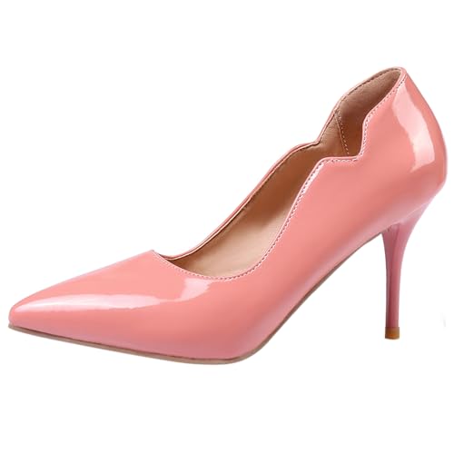 Damen Stiletto Pumps Pointed Toe Höhe Ferse Schuhe Ohne Verschluss Simple Abendschuhe O30430Cs Pink Gr 36.5 EU/37Cn von Bviennic