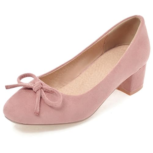 Damenkeilpumps Runde Zehen Höhe Ferse Schuhe Ohne Verschluss Bogen Komfort Arbeiting Schuhe K27544Ql Pink Gr 37 EU/38Cn von Bviennic