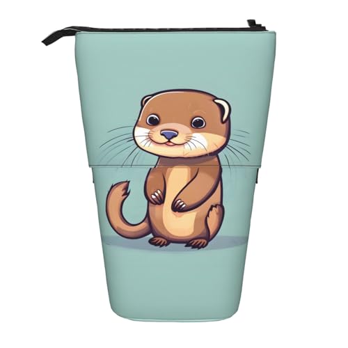 Bxzpzplj Cocktail-Gläser und Weinflaschen bedruckter Bleistift-Teleskop-Etui, Schreibwaren, Make-up, Aufbewahrungstasche für Teenager, Schulbedarf, Niedliche Cartoon-Otter, Einheitsgröße von Bxzpzplj