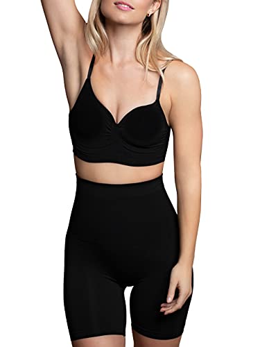 Bye Bra Nahtloses BH-Oberteil, Balkon-BH-Oberteil, drahtloser Sport-BH, Gute Brustunterstützung, mittlere Shapewear für Damen, Schwarz/Beige, Größe S-XXL von Bye Bra