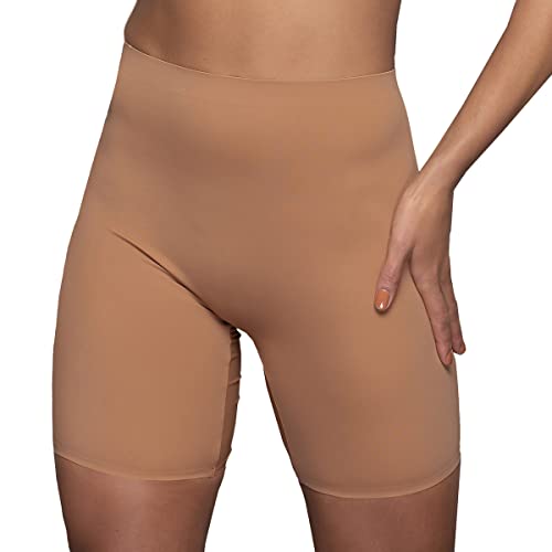 Bye Bra Unsichtbare Shorts, Nahtlose Midershorts, leichtes Höschen zur Bauchkontrolle, geschmeidige Figurformende Bequeme Unterwäsche, Shorts gegen Reibung, Hautfarbe und Schwarz, S-XL (Hellbraun, M) von Bye Bra