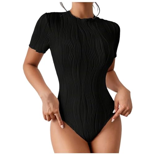 C'est TT Damen Elegant Body Bodysuit, Elegant Bodysuit Oberteil Kurzarm Kurzarmbody Basic Unter Unterziehbody Blusenbody Basic Oberteile Shirt Jumpsuits Bodys Tops für Damen Kurzarmshirt von C'est TT