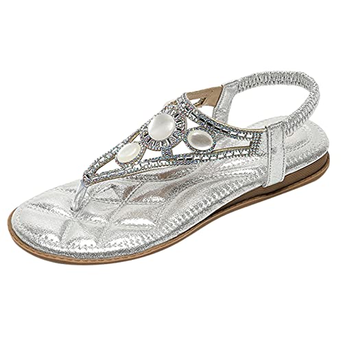 C'est TT Sandalen für Frauen und Mädchen Sommer Freizeit Zehentrenner Schuhe Bohemia Strand Schuhe Sommerschuhe Damen Sommer Böhmen Flache Badesandale Böhmen Zehentrenner Römersandalen von C'est TT