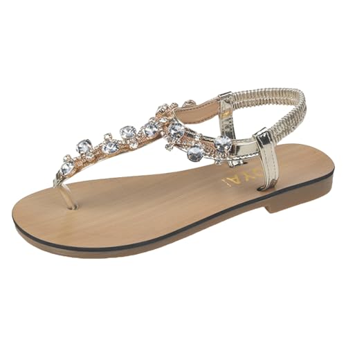 C'est TT Sommer Sandalen für Mädchen Böhmen Zehentrenner Römersandalen Bohemia Strand Schuhe Sommerschuhe Sommerschuhe Slingback Sandalen für Damen Flache Riemchensandale zum Hineinschlüpfen von C'est TT