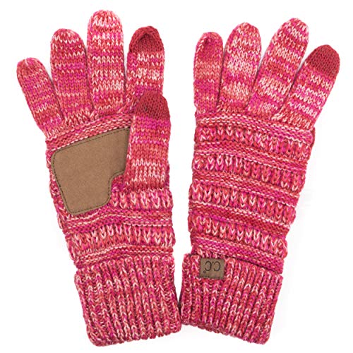 C.C Damen Handschuhe, gerippt, mit intelligenten Spitzen (G-20) (G-33), Dreifarbige Koralle, Einheitsgröße von C.C