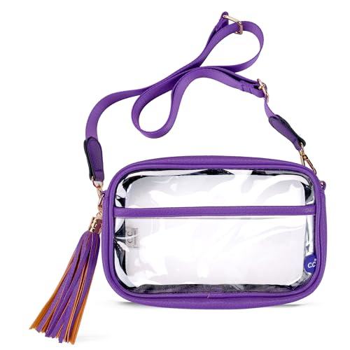 C.C Gürteltasche für Damen, Schultertasche, Crossbody-Tasche mit verstellbarem Riemen für Damen, Transparent, Violett, Gürteltasche für den Alltag von C.C