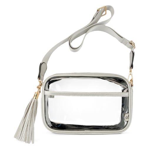 C.C Gürteltasche für Damen, Schultertasche, Crossbody-Tasche mit verstellbarem Riemen für Damen, Transparent, silberfarben, Gürteltasche für den Alltag von C.C