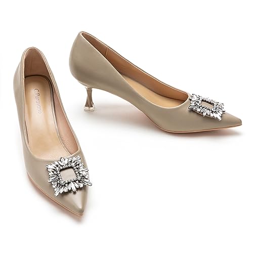 C.Paravano Pumps Damen | Hochzeitsschuhe mit Diamantschnalle (37,Beige) von C.Paravano