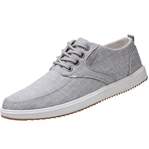 Herren Low Top Canvas Walking Schuhe Schnürung Mode Sneakers Casual Bequem von CAIJ