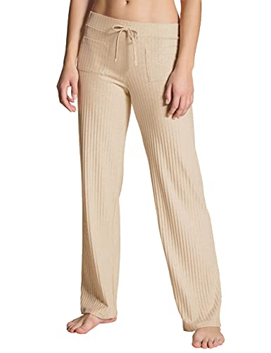 CALIDA Damen Hose The Home Hub, creamy wool aus Baumwolle und Elastan, mit weit ausgestelltem Schnitt und aufgesetzten Taschen, Größe: 40/42 von CALIDA