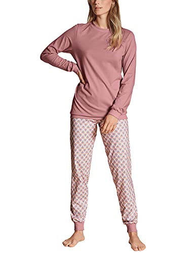 CALIDA Lovely Nights Bündchen-Pyjama Damen, mit Rippbündchen an Ärmeln und Hose von CALIDA