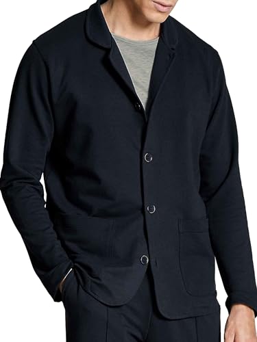 CALIDA Herren Jacke Remix Loungewear, dark sapphire aus Baumwolle und Elastan, mit Reverskragen und Knopfleiste, Größe: 52/54 von CALIDA