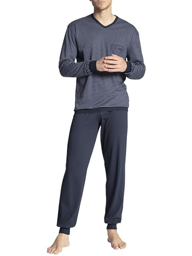 Calida Herren Relax Streamline Basic Pyjamasetmit Bündchen Zweiteiliger Schlafanzug, Dark Sapphire, 46-48 von CALIDA
