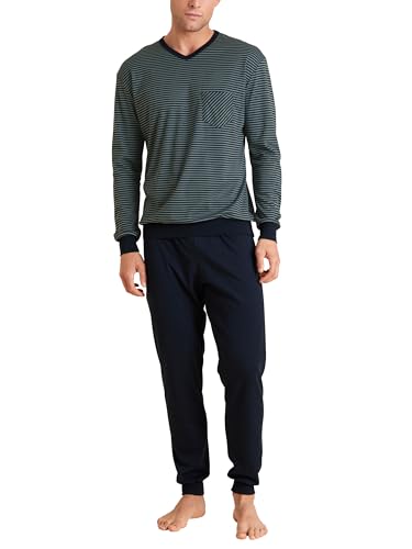 CALIDA Relax Streamline Bündchen-Pyjama Herren, aus 100% Baumwolle, Hose mit stoffbezogenem Gummibund von CALIDA