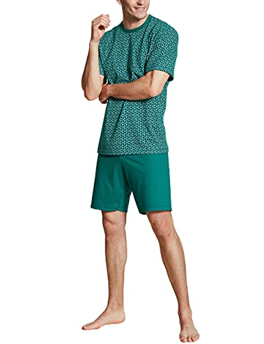 Calida Herren Relax Imprint 4 kurz Pyjamaset, Everglade, 50 von CALIDA