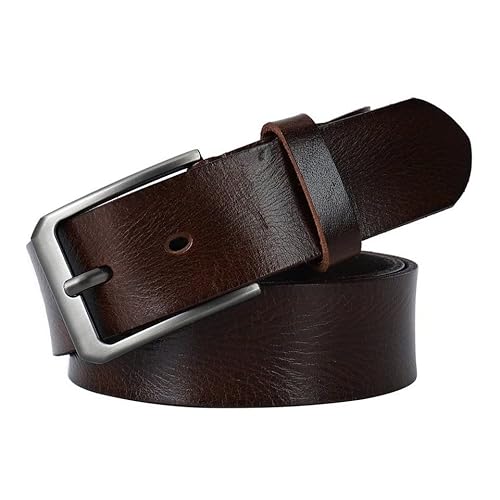 CALIYO Ledergürtel Herren aus Rindsleder,Echtes Leder Gürtel Herren,115-125cm Belt Men Metall Retro Jeansgürtel,Länge kürzbar,3.8cm Breit,Schwarz/Dunkelbraun/Braun. von CALIYO