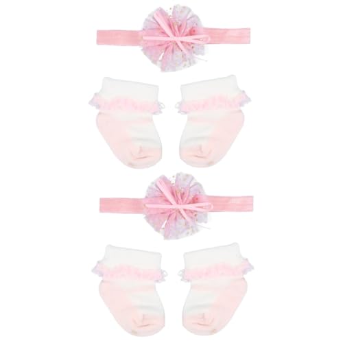 2 Sätze Socken-stirnband-set Neues Geschenk Stirnbänder Für Kleinkinder Kindersocken Haargummis Für Anzug Für Tiara Baumwolle Baby Neugeborene Socken Europäisch Und Amerikanisch von CALLARON