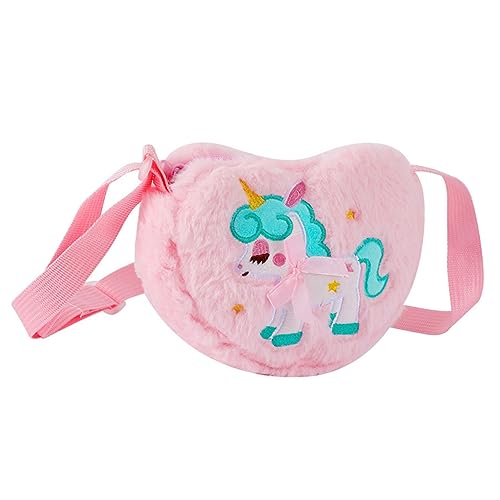 CALLARON Einhorn Umhängetasche Gefüllte Umhängetasche Cartoon-umhängetasche Klarer Schulrucksack Mochila Transparente para Escuela Umhängetasche Für Damen Plüsch Fräulein Tier Kindertasche von CALLARON