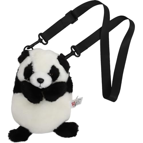 CALLARON Niedliche Panda-Tasche für Damen und Mädchen, 25 x 15 cm, kleine Umhängetasche, verstellbar, Kawaii-Panda-Geldbörse, Plüschtier-Rucksack, Umhängetasche, Panda-Reisetasches von CALLARON