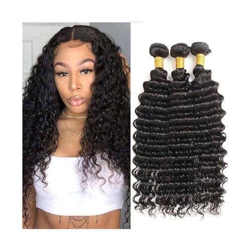 Haarverlängerungen 8-40 Inch Tiefe Welle Bundles 1/3/4 Pcs Menschliches Haar Bundles for Schwarze Frauen Malaysia Menschliches Haar Extensions remy Haar Lockige Webart Bundles Echthaarbündel (Size : von CALQYSH