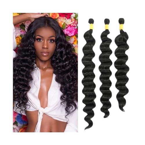 Haarverlängerungen Menschliches Haar Bundles Lose Tiefe Welle Bundles for Schwarze Frauen 1/3/4 Pcs Indische Remy Haar Extensions 8-40 Zoll lockige Webart Bundles Echthaarbündel(Color:12 14 16 18) von CALQYSH